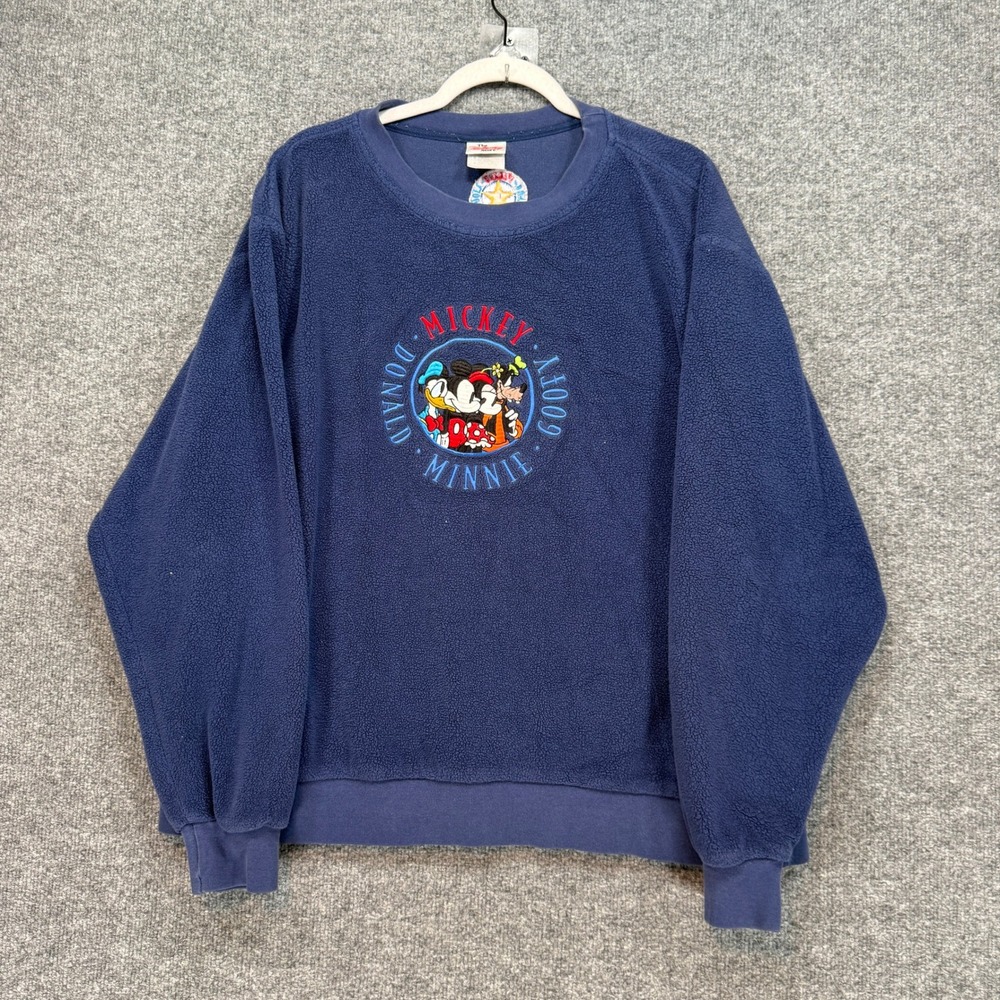 Disney Store Fleece Sweatshirt Mens Medium Mickey Minnie Donald Goofy Vintage